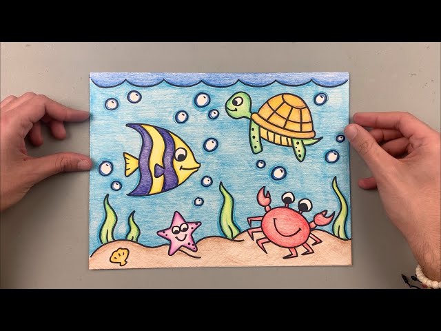 Seashore Drawing | Sea Pencil Drawing | Pencil Sketch - YouTube