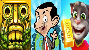 Temple run lost jungle vs Mr Bean Around the World vs talking gold run  || Android iPad IP PLAYGAME