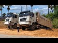 Constraints Incredible Overload Dump Truck Unload Fails Bulldozer Helping Operator