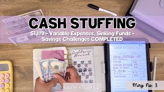 Cash Envelope Stuffing $1,179 | Fun Money & Sinking Funds | SAVINGS CHALLENGES COMPLETED!