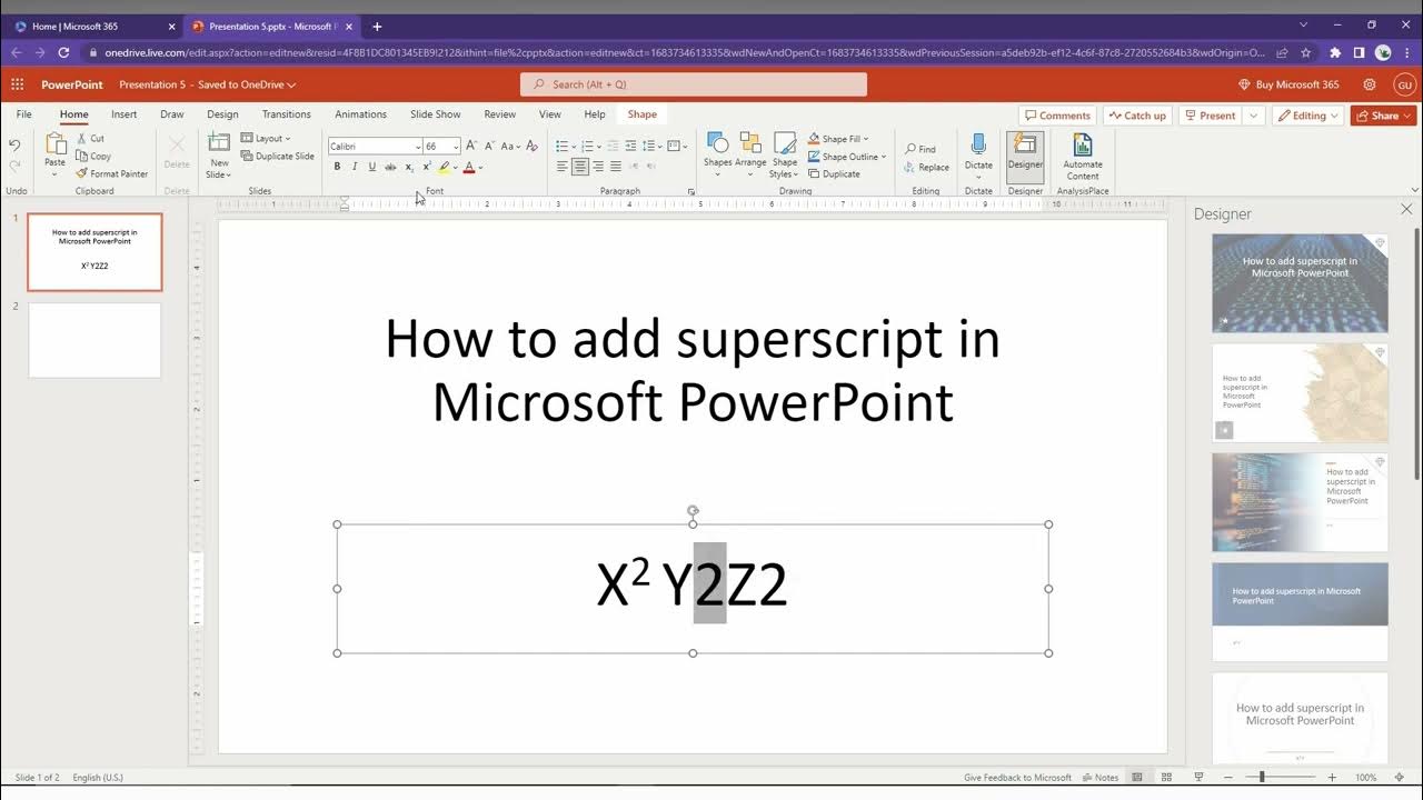 How to add superscript in Microsoft PowerPoint - YouTube