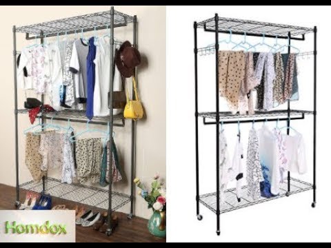 Homdox Heavy Duty Garment Rack with Closet Organizer Storage, Clothing