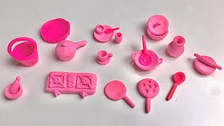 Amazing technique make kitchen set with polymer clay| Miniature clay kitchen set| Primitive kitchen