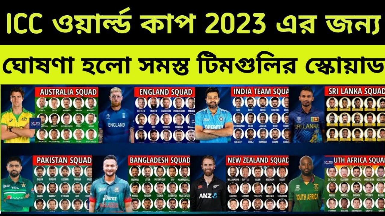 World Cup 2023 All Team Squad | Icc World Cup 2023 All Team Squad ...
