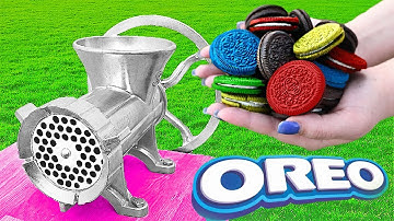 EXPERIMENT COLORFUL OREO VS MEAT GRINDER