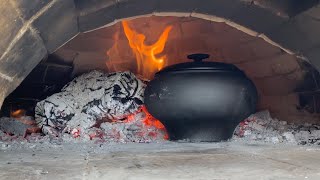 Bulgur duck pilaf in a cast iron from the Pompeian oven, this is BOMB