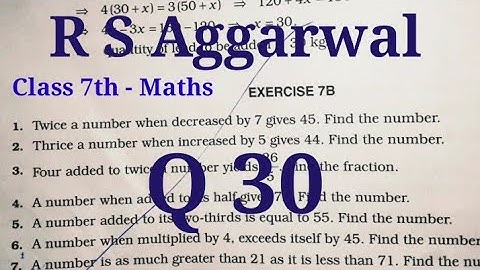 Class 7th Maths - R S Aggarwal || Chapter 7 - Linear equations in one variable || Exercise 7B, Q 30