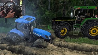 Tractor left in mud on the middle of the forest First start in 10 years | Thrustmaster T248 gameplay