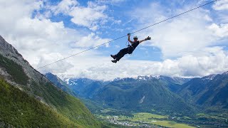 Zipline Bovec At Soca Valley Between Kanin And Rombon