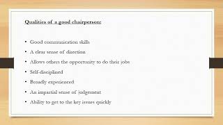 MODULE 5:  MEETING PROCEDURE  LESSON 5  THE CHAIRPERSON