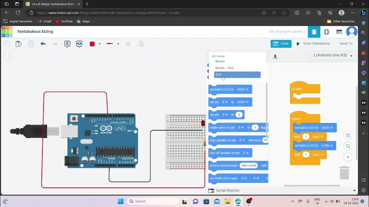 LED CONNECTION USING ARDUINO UNO - TINKERCAD - YouTube