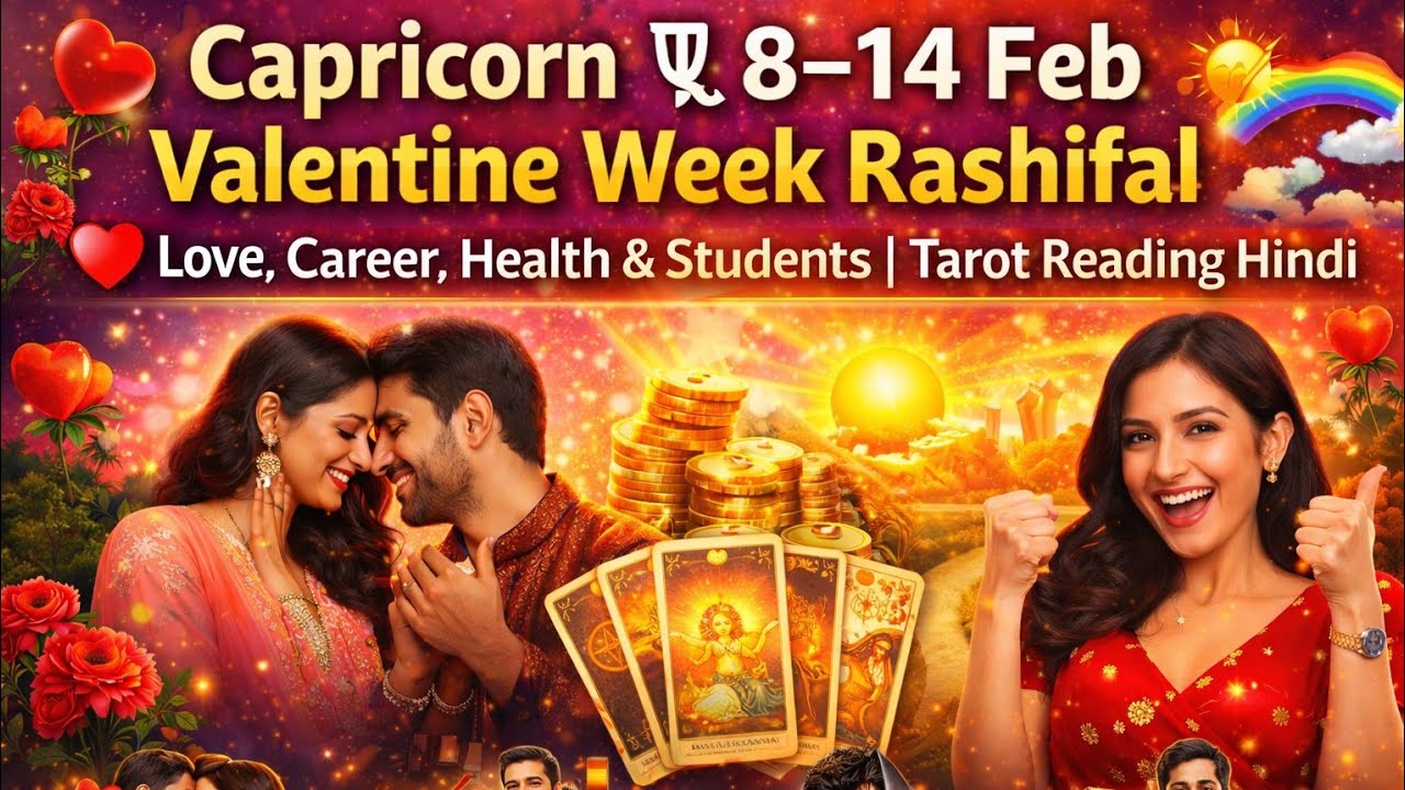 मकर ♑️ राशि (8–14)Feb Valentine Week Rashifal ❤️ Love, Career, Health Students Tarot Reading Hindi 🌈