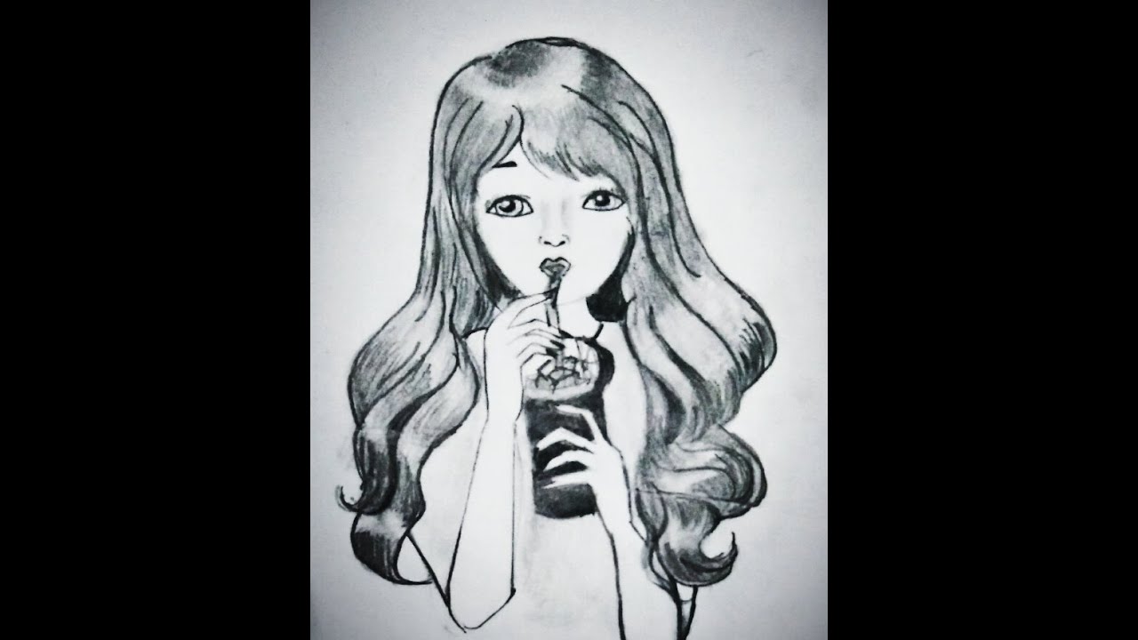 A Beautiful Girl with summer drink and stylish Hairstyle / How to draw a beautiful girl step by step