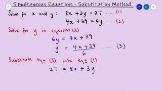 Solving Simultaneous Equations by Substitution Method