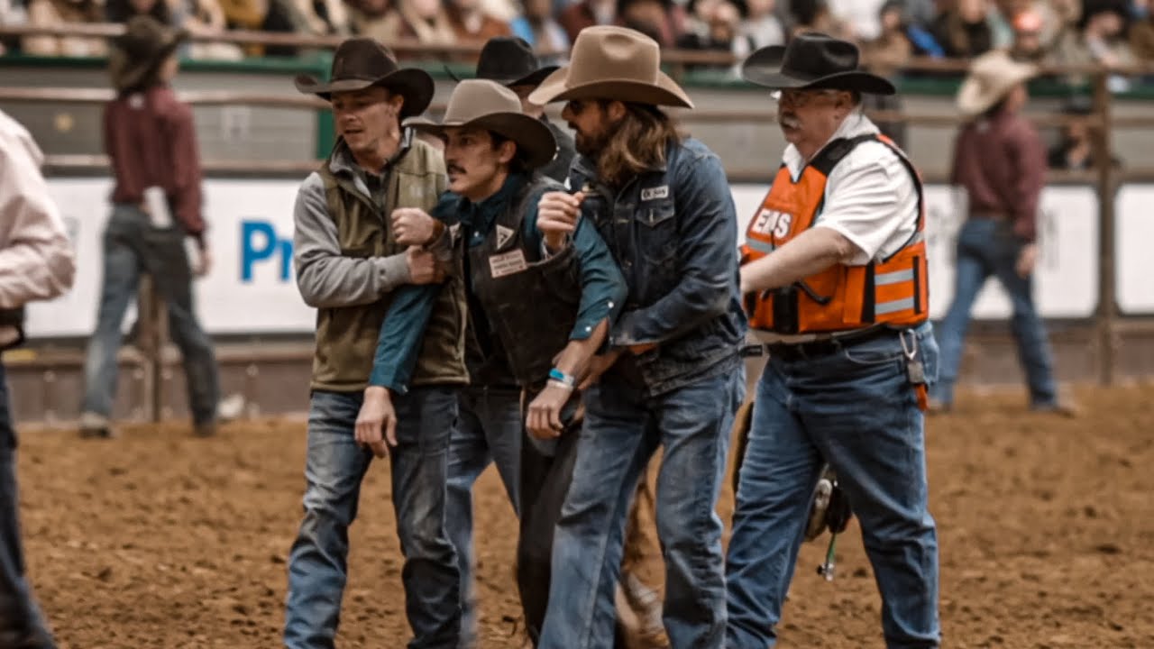 Carson Gets Knocked Out By Bucking Horse - Rodeo Time 358 - YouTube