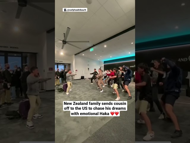 New Zealand family sends cousin off to the US to chase his dreams with emotional Haka ❤️❤️ class=