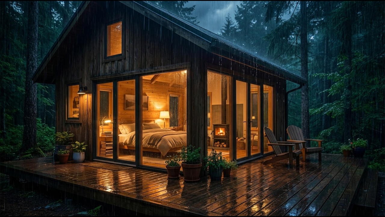 Heavy Rainstorm in the Dark Forest 🌲 | Calm Anxiety & Sleep All Night (11H)