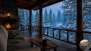 Cozy Winter Cabin by the River ❄️ Fireplace & Snowfall Ambience