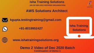 AWS Solutions Architect Demo 2 Video. Pls call/Whatsapp us on +91+8019952427 to enroll live sessions