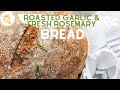 Quick and Easy Roasted Garlic & Fresh Rosemary Dutch Oven Bread | homemade, artisan bread recipe