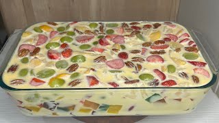 Gelatina de mosaico con frutas y queso crema