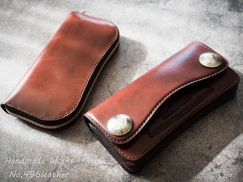 【美品】No.496 レザー 曲線トラッカーウォレット 曲線バイカーズウォレット】 - No,496 leather