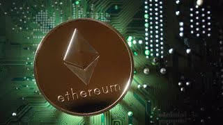 Ethereum Coin On Colorful Background Stock Video