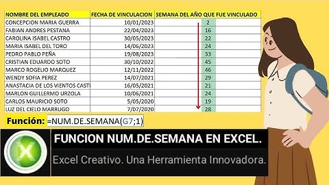 FUNCION NUM.DE.SEMANA EN EXCEL.