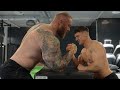 Arm wrestling the worlds strongest man ft the mountain hafthor bjornsson