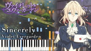Violet Evergarden - Sincerely Piano by Keigo 8,308 views 2 years ago 4 minutes, 54 seconds