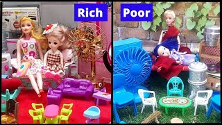 Barbie Rich vs Poor miniature Collection | rich vs poor |  Eva&#39;s kutty kitchen