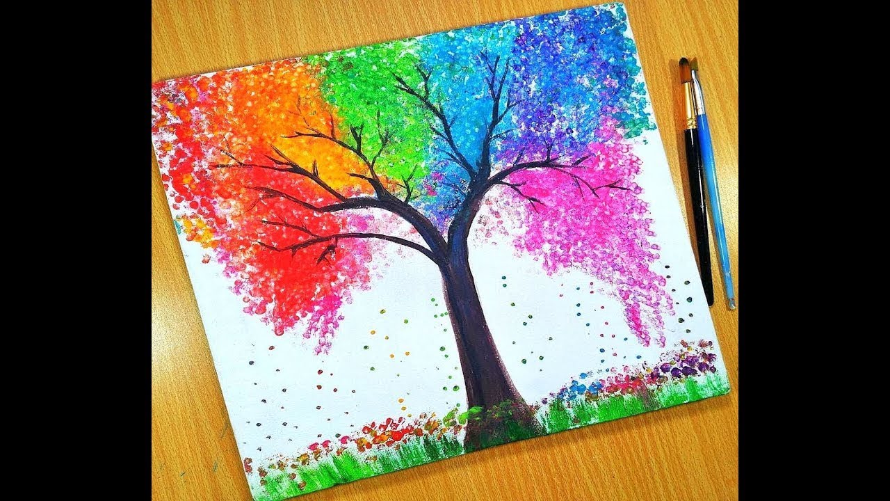 Rainbow tree | easy Painting for Kids | How to Paint acrylic ...