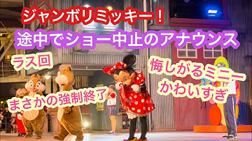 【TDS】ラス回のジャンボリミッキー！途中で中止のアナウンスが！その時のキャラクターたちは？
