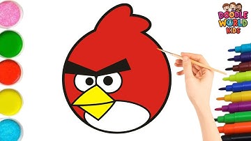 How to Draw Angry Bird | Easy Cartoon Drawing and Coloring for Kids | Learn with Fun | Doodle