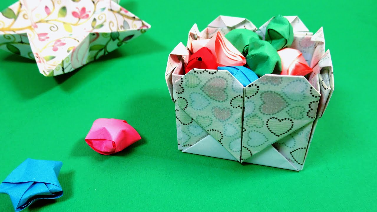 Easy tutorial on how to make an origami heart box! DIY gift box - YouTube