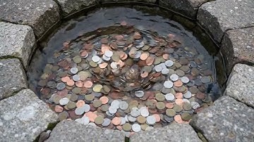 Coin Vortex in a Wishing Well #wishingwell #coins #satisfying #vortex
