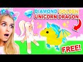 How To Get A *FREE* DIAMOND GOLDEN Unicorn Dragon In Adopt Me! (Roblox)