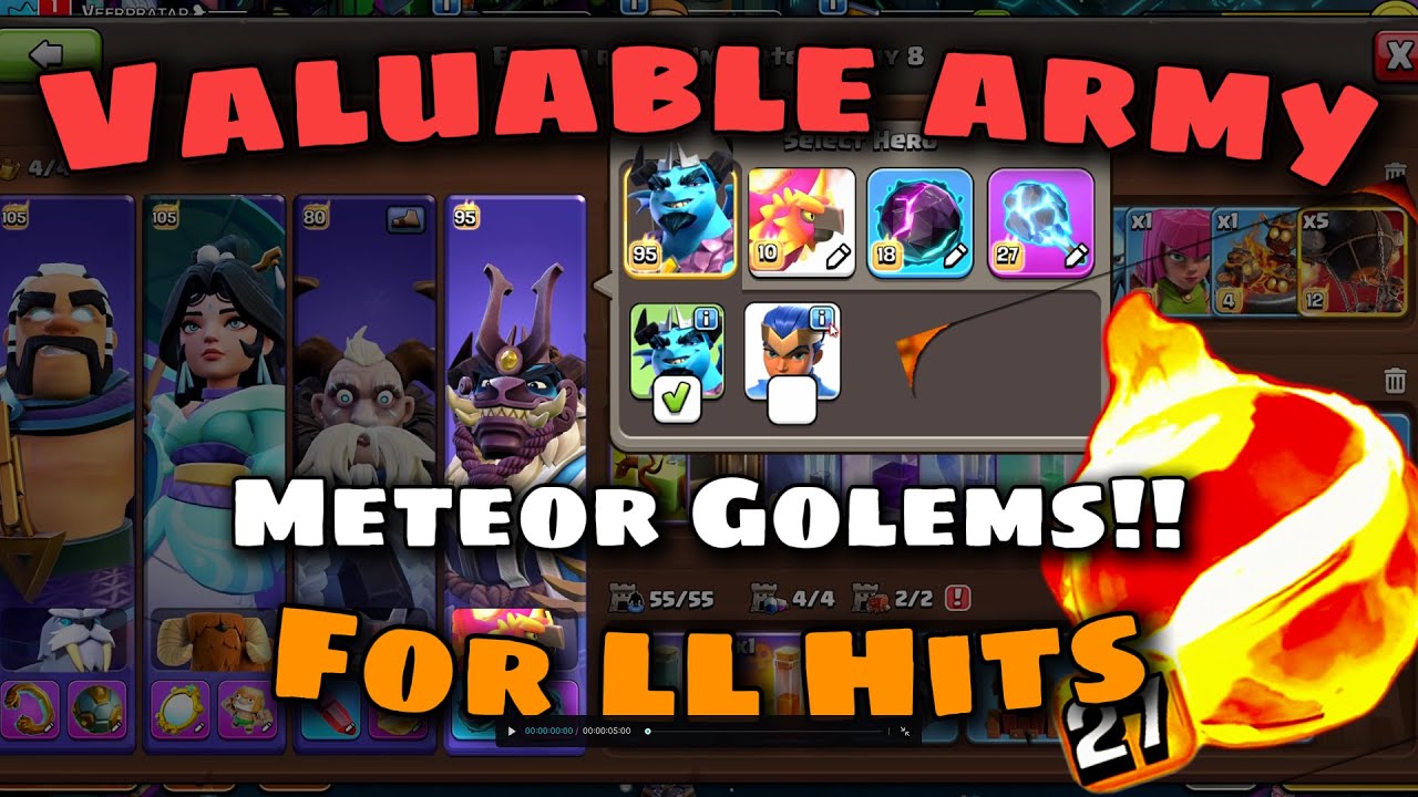 Try This !!!.. || Best Variant for Meteor Golem Army || Clash of Clans ...