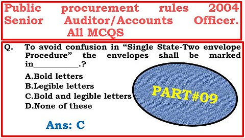PPRA RULES 2004 ALL MCQS PART#09For Senior Auditor Accountant Accounts officer#fpsctest #fpsc