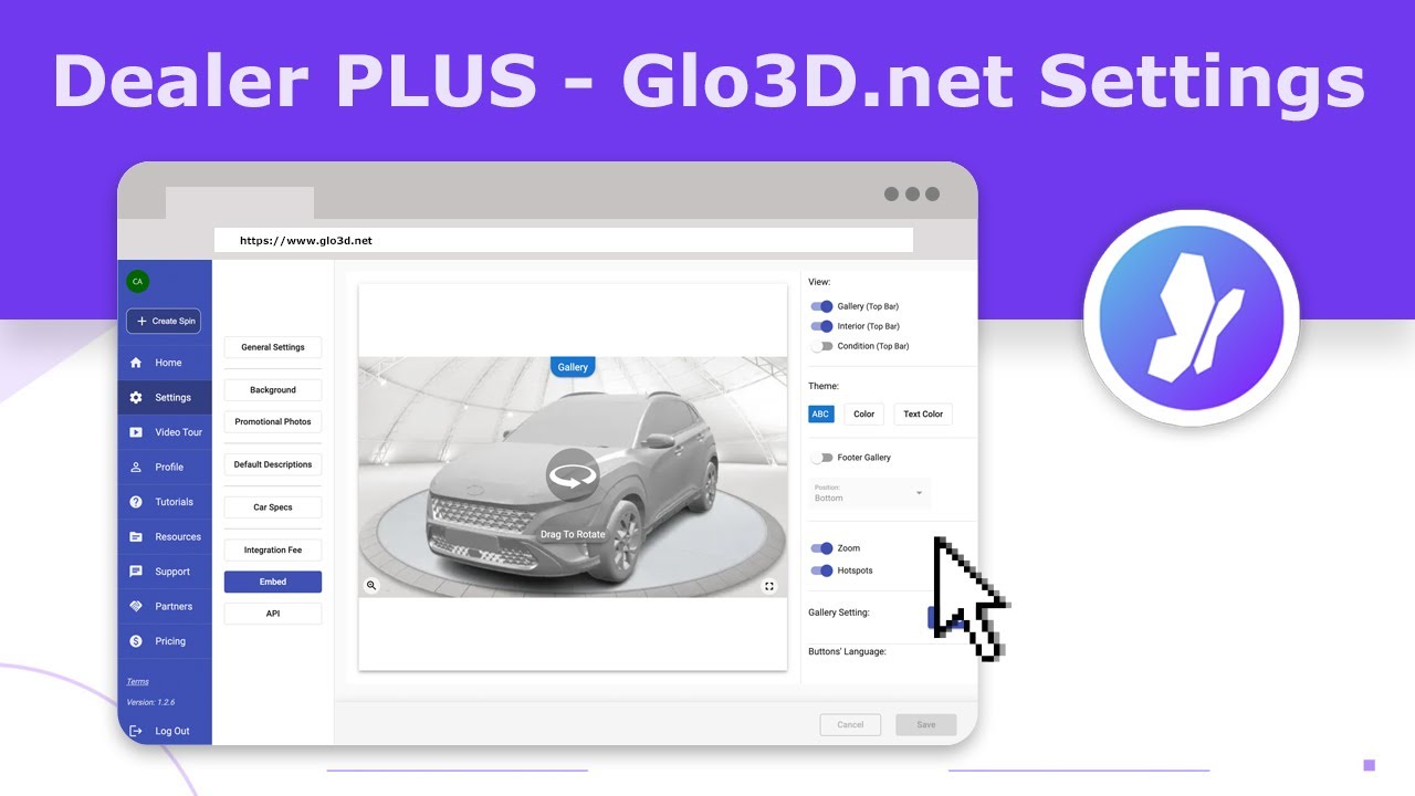 Dealer Plus - Glo3D.net Settings