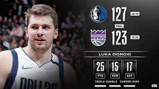 Luka Doncic on making NBA history by recording at least 20 PTS, 15 REB \& 15 AST in a game.