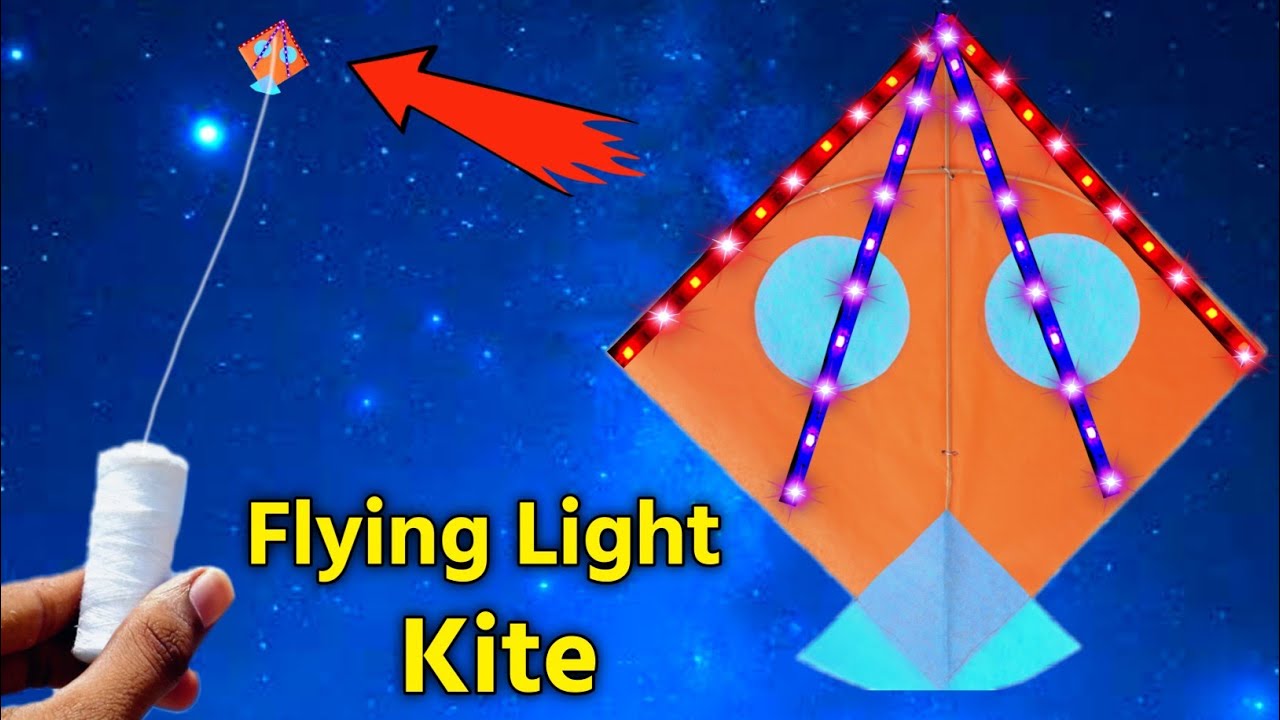 Sicilien nåde Hates Flying kite with LED lights , how to make kite , lighting kite flying ,  patang kese banate hai - YouTube