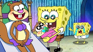 Baby Sandy Happy and Baby SpongeBob Sad | Spongebob Squarepants Animation