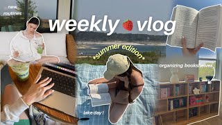 weekly vlog  | settling in, new routines/how im feeling, summer lake day, runner era, what i cook!