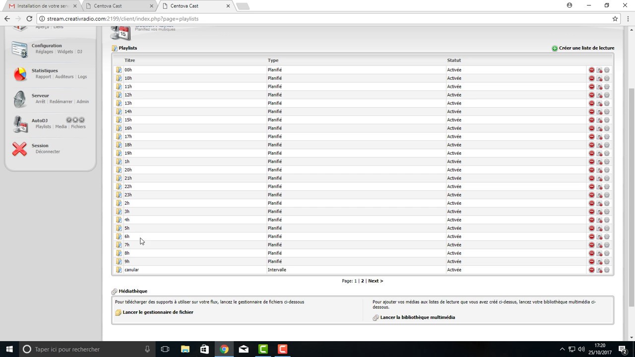 Tuto comment configurer centova de chez Creativ Radio