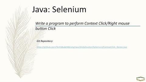 Java | Selenium | Context Click