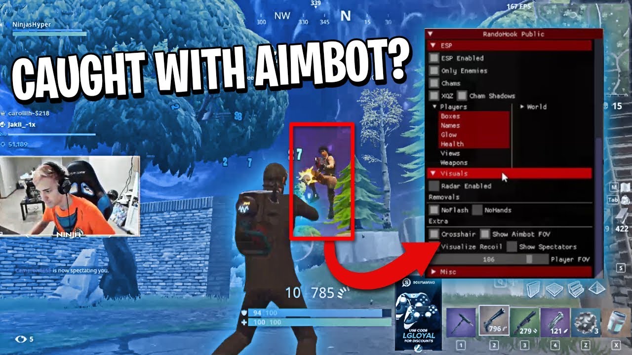 ninja caught with aimbot fortnite best moments 5 - fortnite aimbot youtube