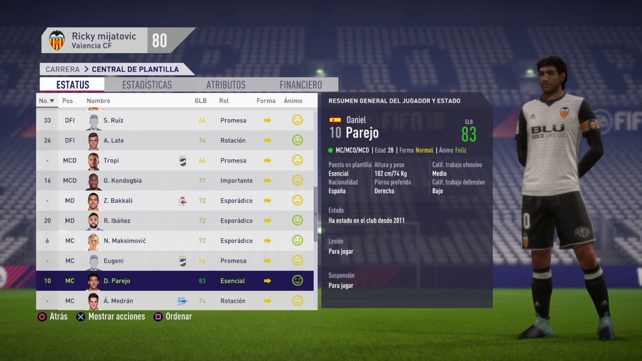 FIFA 18 - VALENCIA CF CARAS / PLAYER FACES Y PLAYER RATINGS