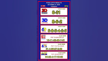 PCSO Lotto Result Today Live 9PM Draw | October 21, 2025 (Tuesday) | 2D, 3D Lotto Results