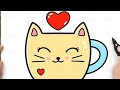 How to draw a cute kitty cup simple  easy for kids